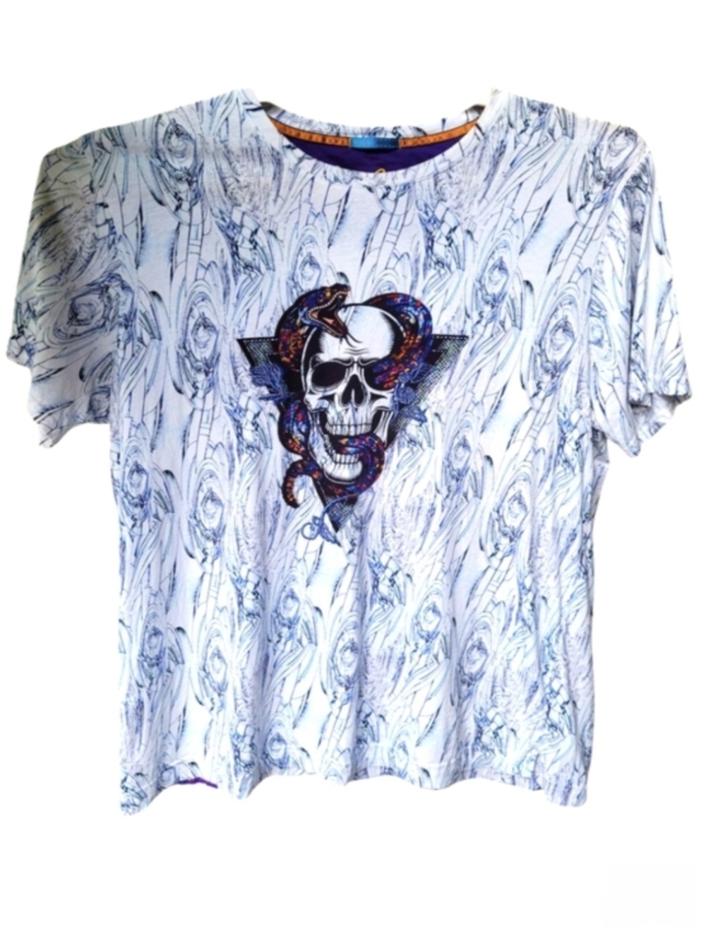 Robert Graham Snake & Skull Embroidered T-Shirt Size 2X